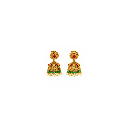 Muthu Pachi Swarna Haar Combo Necklace Set | Gold-Plated Temple J-836N