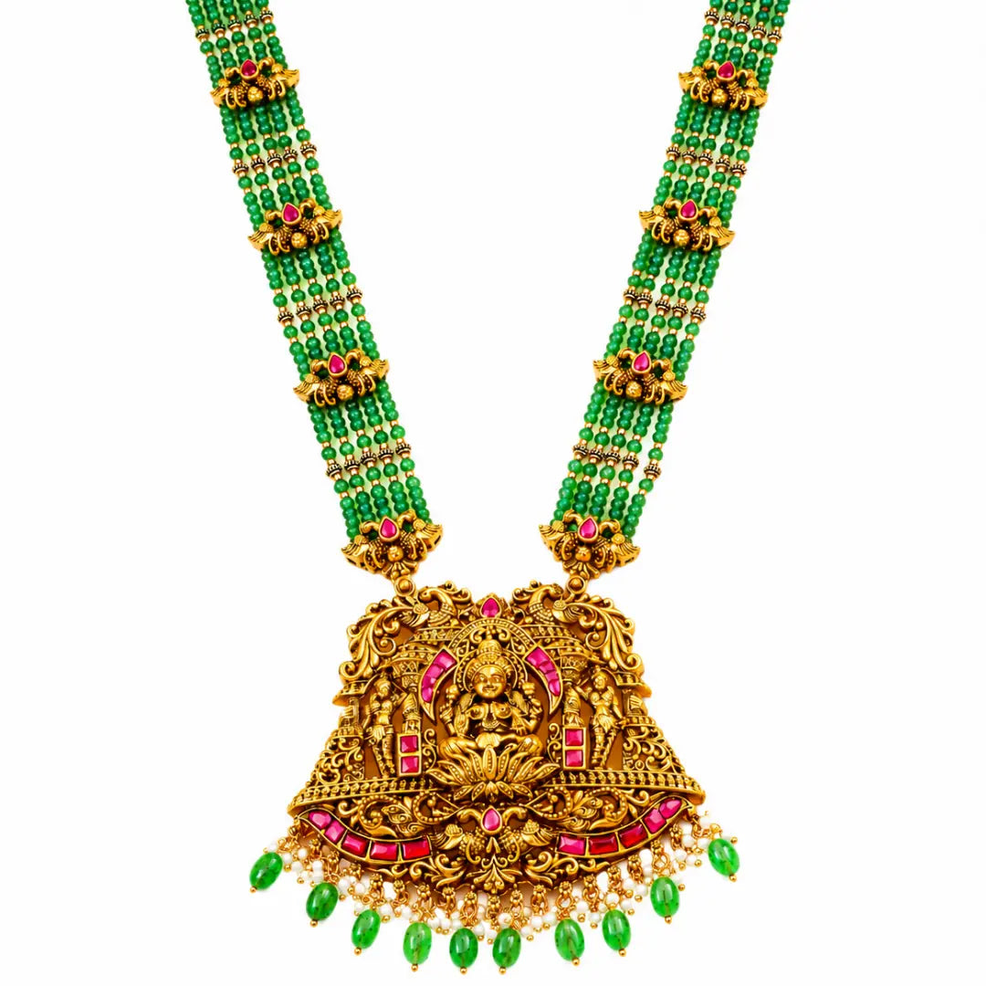 Laxmi Design Temple Jewellery Pendant Set | Traditional Gold Look J-1369