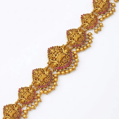 Intricately Designed Waist Belt in Antique Gold Finish V-1914