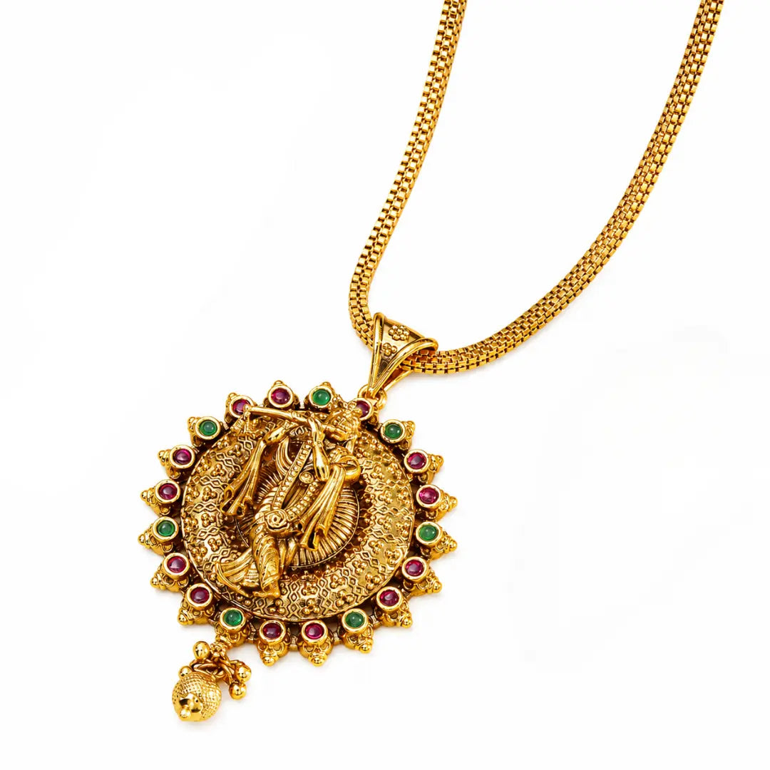 Krishna Gold-Plated Pendant Set T-57