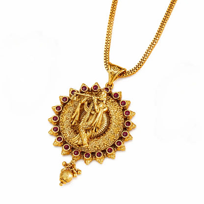 Krishna Gold-Plated Pendant Set T-57