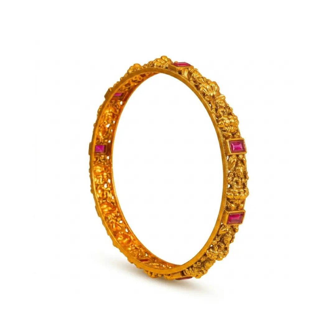 Indira Vilasa Paired Bangle | Gold-Plated Lakshmi Splendour Bangle Set V-2392