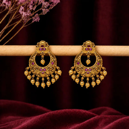 Antique Gold-Plated Floral Chandbali – R-1042