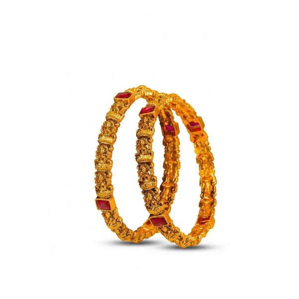 Tejaswini Valaya Paired Bangle | Gold-Plated Radiant Temple Bangle Set V-2469