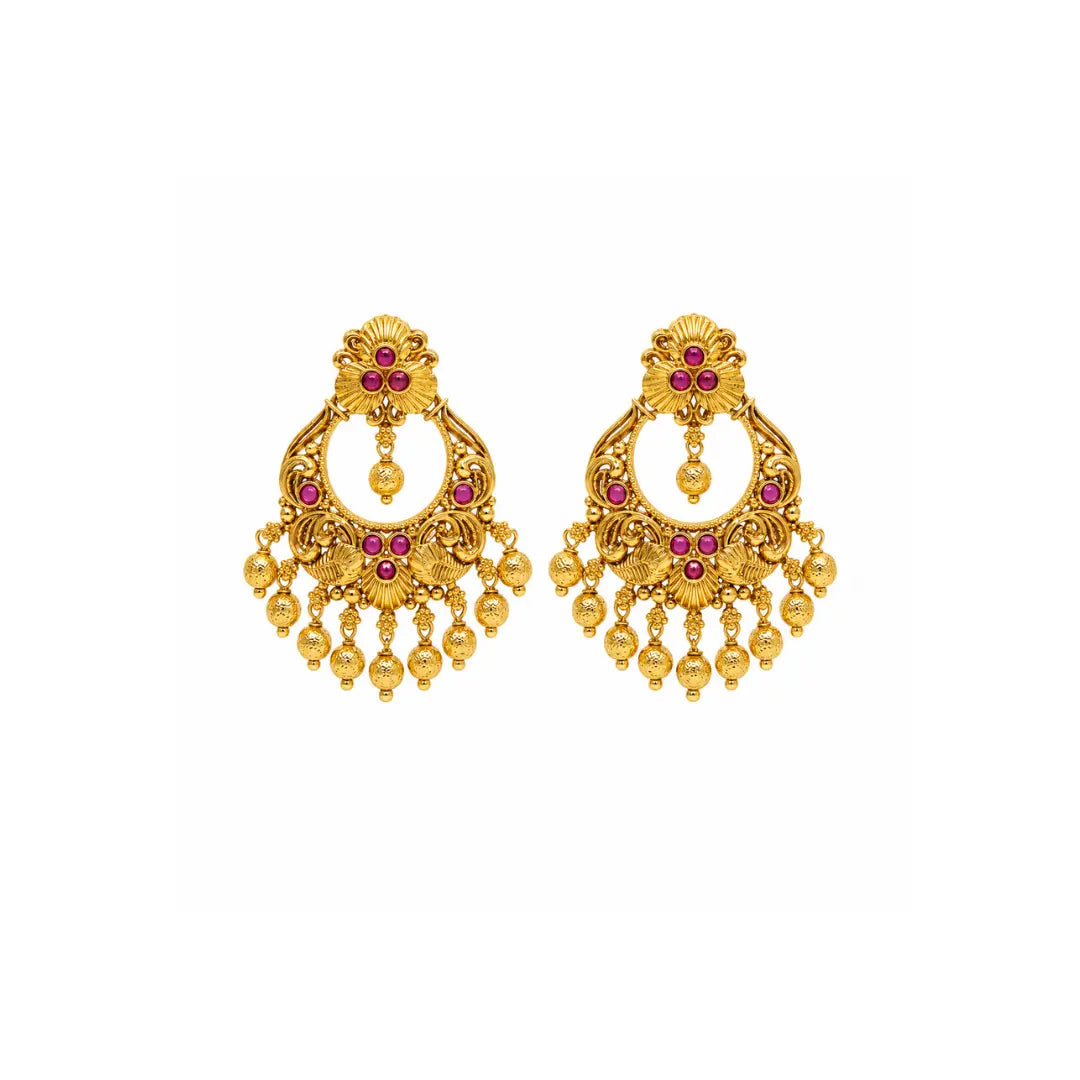 Antique Gold-Plated Floral Chandbali – R-1042