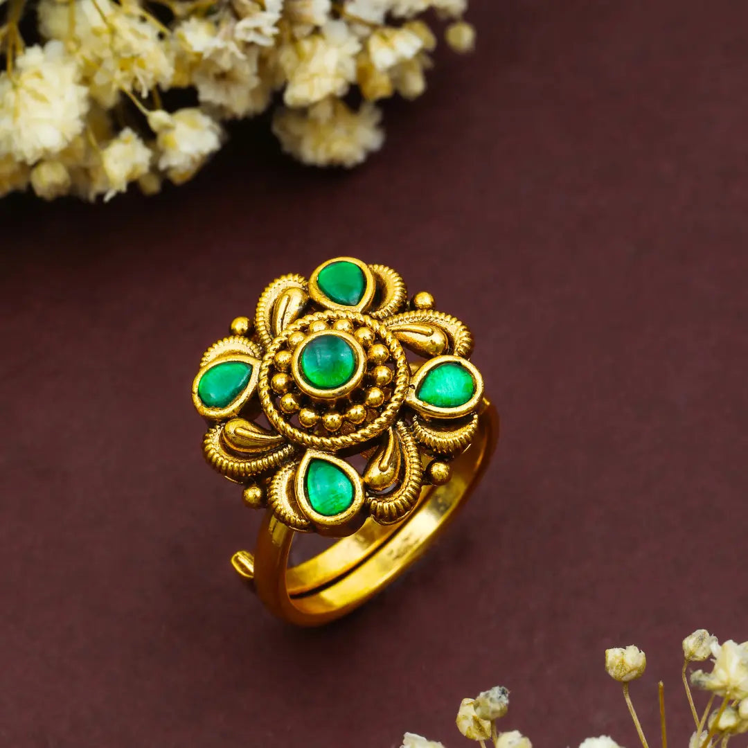 Minimalist Gold-Plated Temple Ring – Dainty Everyday Jewellery  J-309