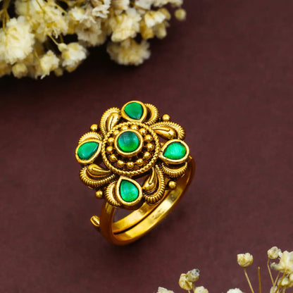 Minimalist Gold-Plated Temple Ring – Dainty Everyday Jewellery  J-309