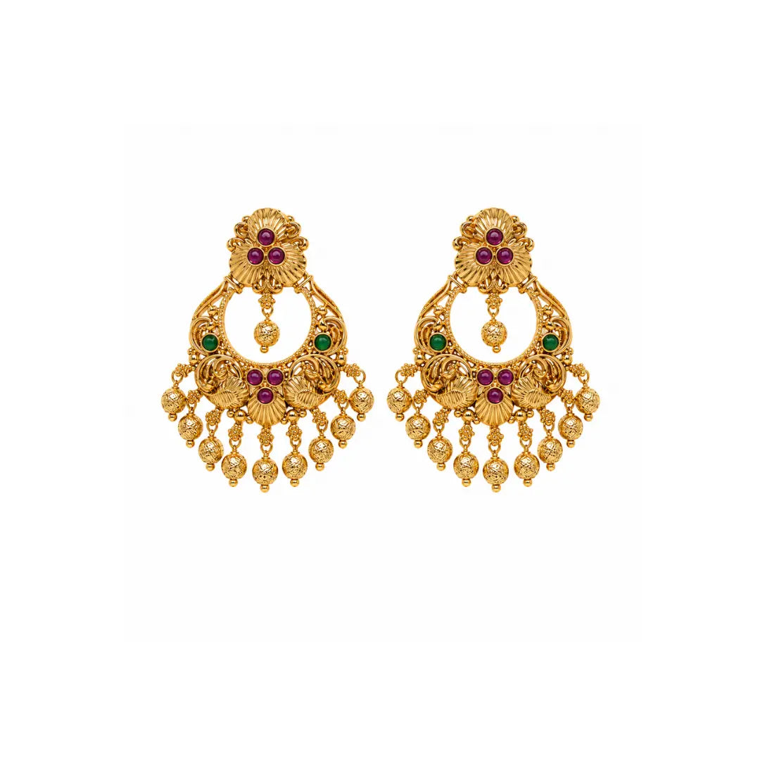Antique Gold-Plated Floral Chandbali – R-1042