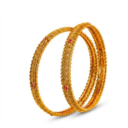 Charulata Kangan Paired Bangle | Gold-Plated Graceful Creeper Bangle Set V-2470