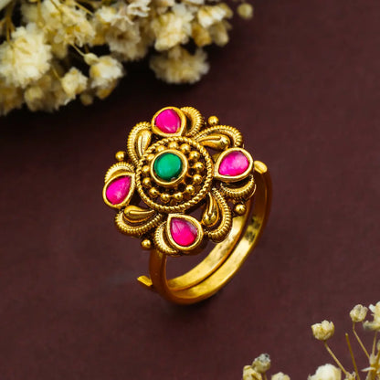 Minimalist Gold-Plated Temple Ring – Dainty Everyday Jewellery  J-309