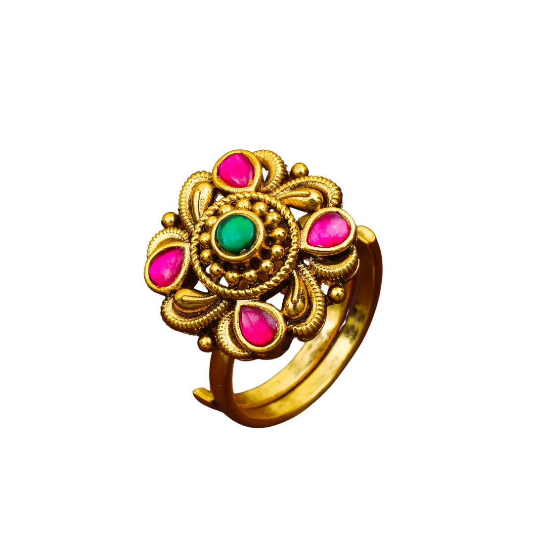 Minimalist Gold-Plated Temple Ring – Dainty Everyday Jewellery  J-309