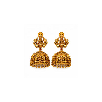 Elephant & Lakshmi Temple Short Necklace Set – Antique Finish K-629