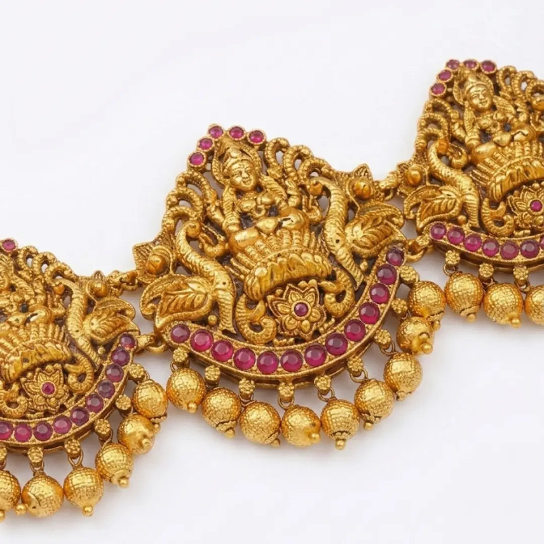 Intricately Designed Waist Belt in Antique Gold Finish V-1914