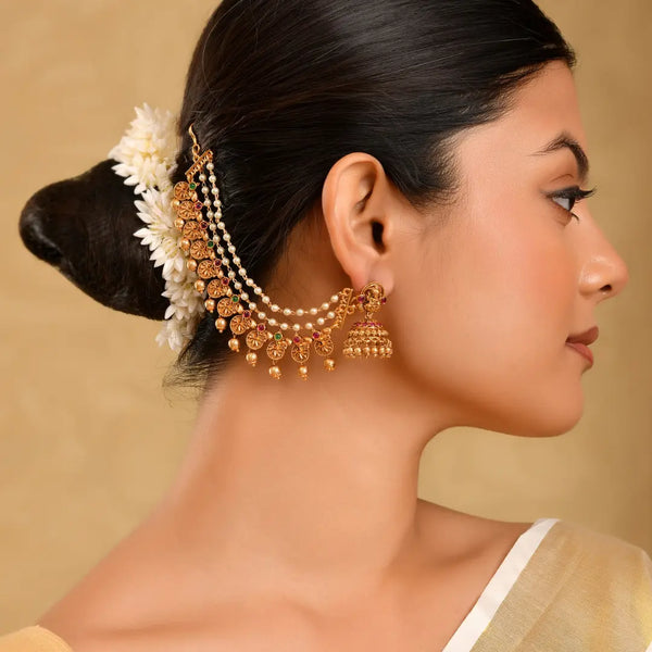 Beautiful Gold-Plated Ear Chain V-1298