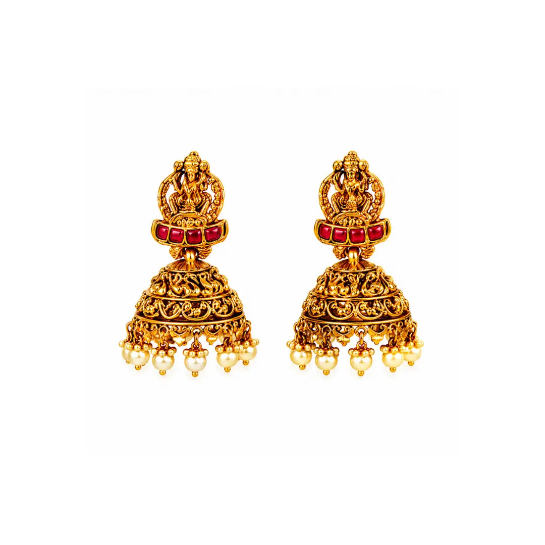Rukmini Bhushana Kantha Long Necklace Set | Gold-Plated Temple Jewellery J-1056