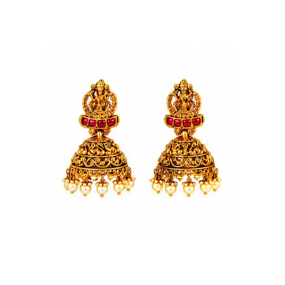 Rukmini Bhushana Kantha Long Necklace Set | Gold-Plated Temple Jewellery J-1056