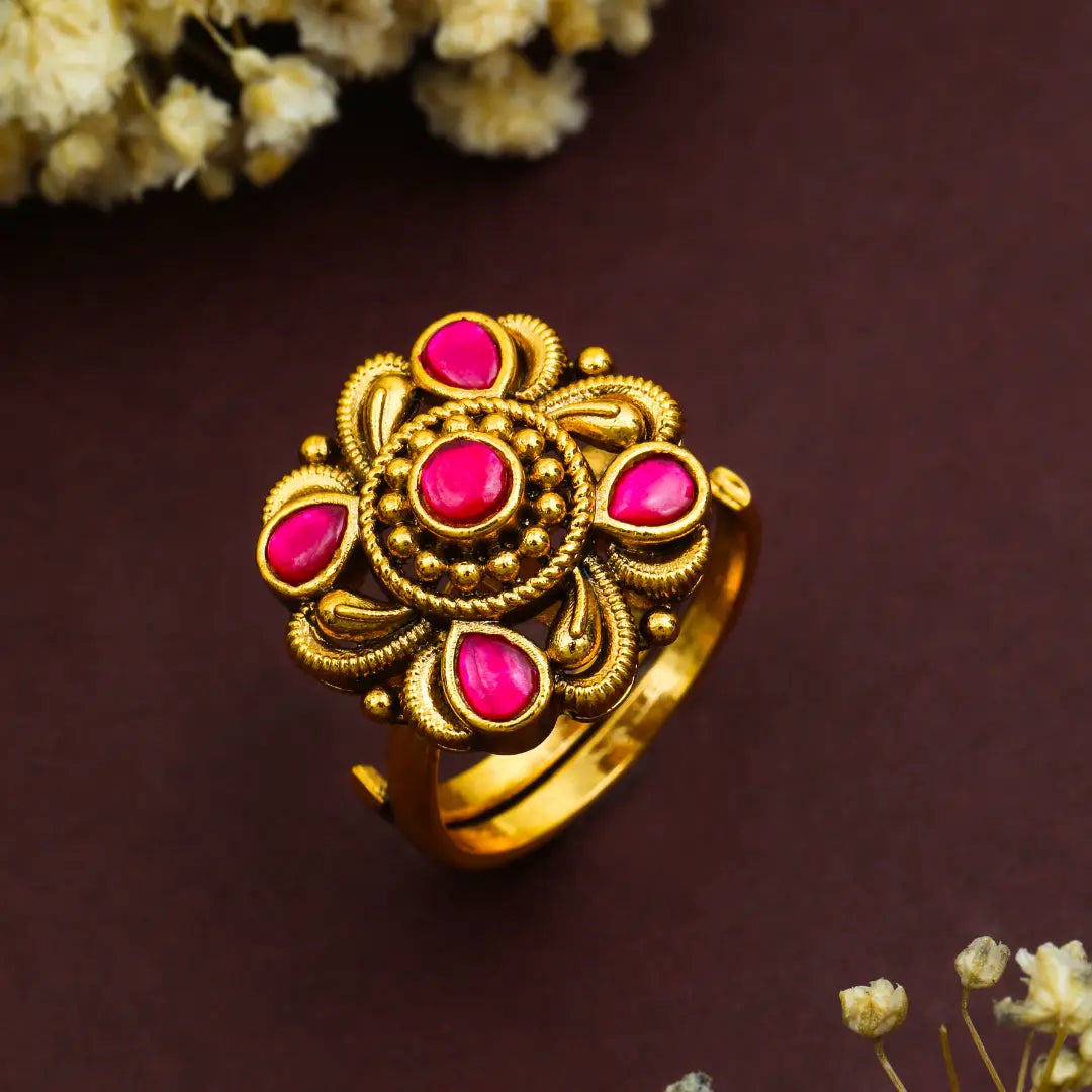 Minimalist Gold-Plated Temple Ring – Dainty Everyday Jewellery  J-309