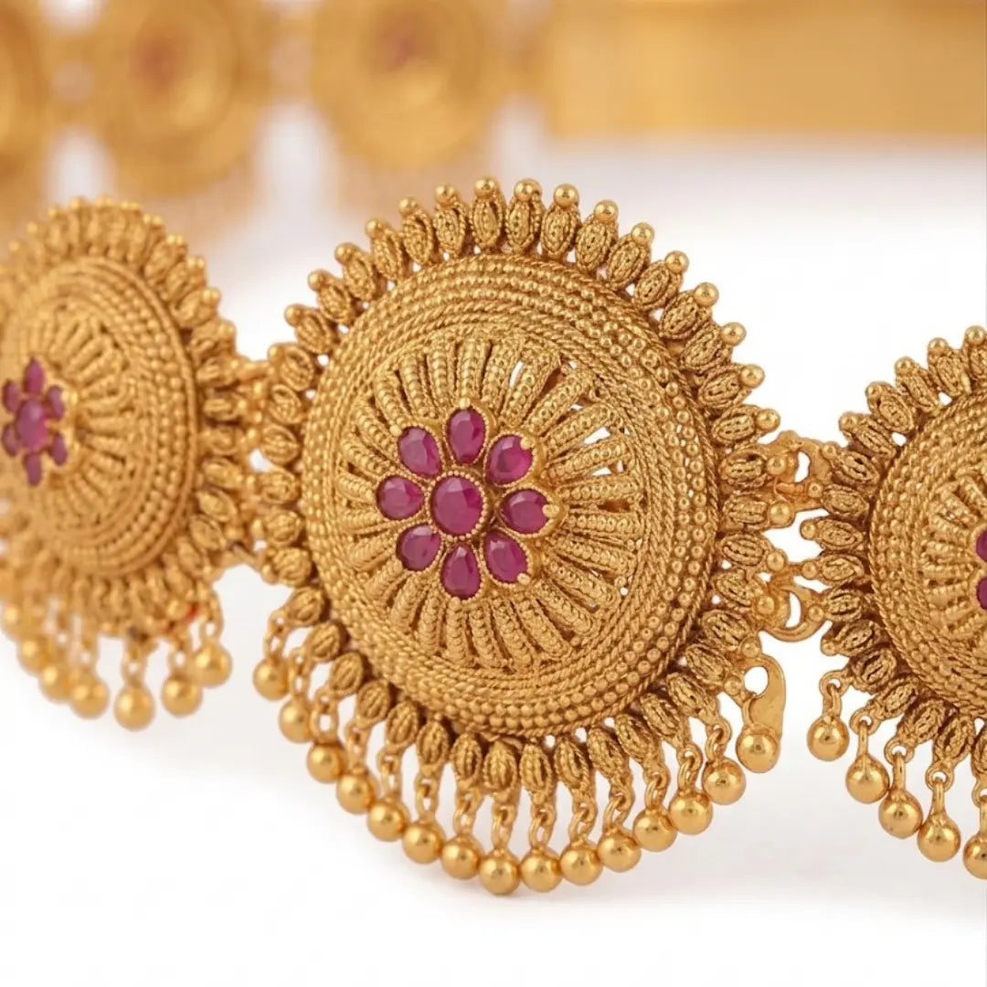 1 Gram Gold Kamarband Vaddanam | Antique Waist Belt for Saree V-1908