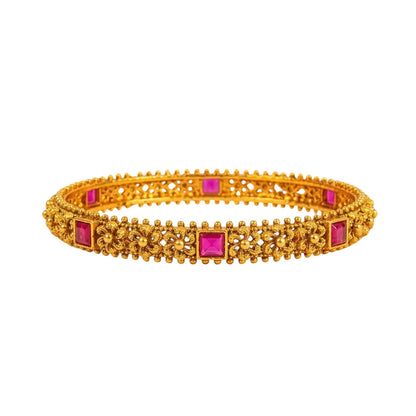 Kamala Shobha Paired Bangle | Gold-Plated Lotus Splendour Temple Bangle