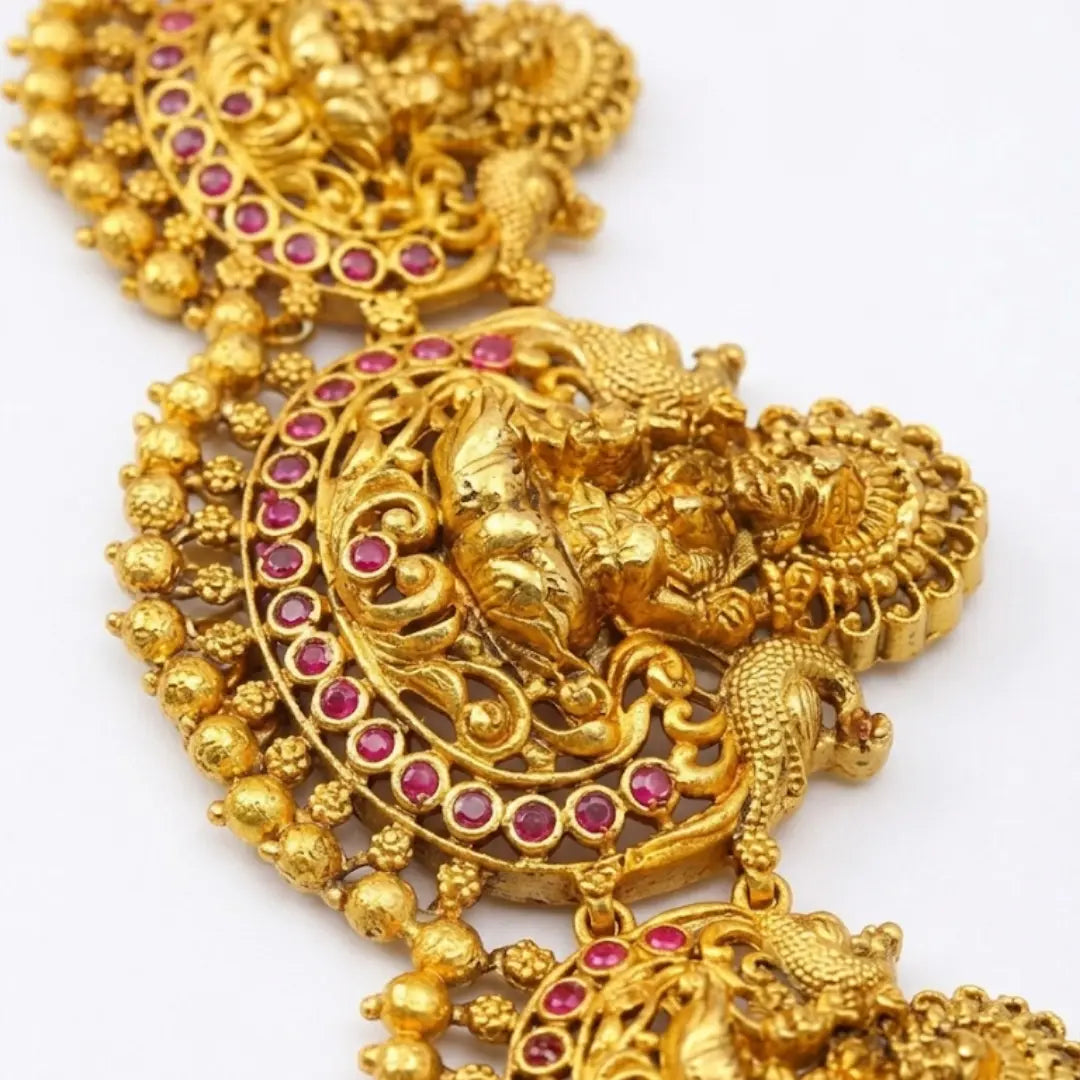 Antique Gold-Plated Laxmi Temple Kamarbandh V-1909