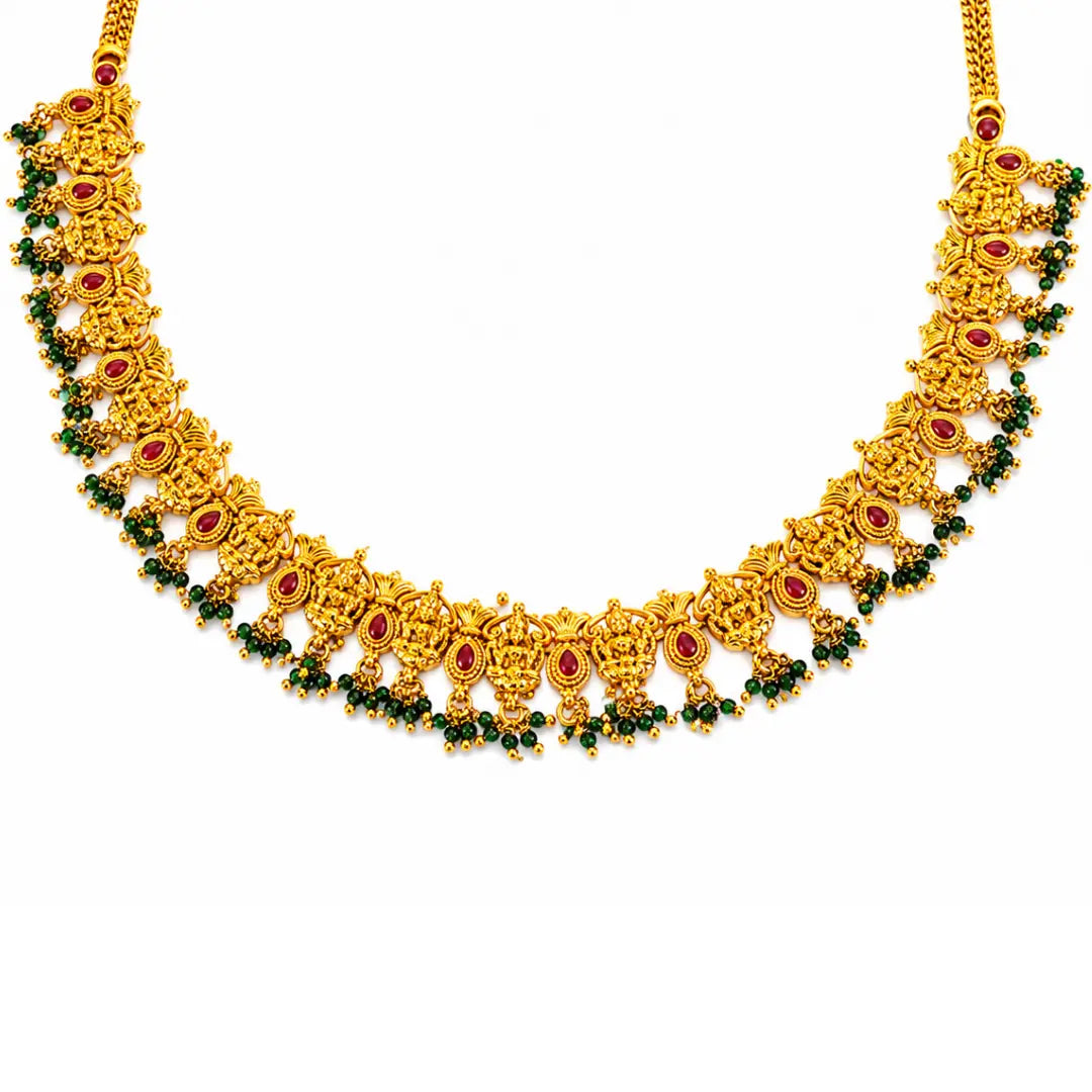 Vanamaala Haram | Gold-Plated Forest Garland Temple Necklace Set K-1861