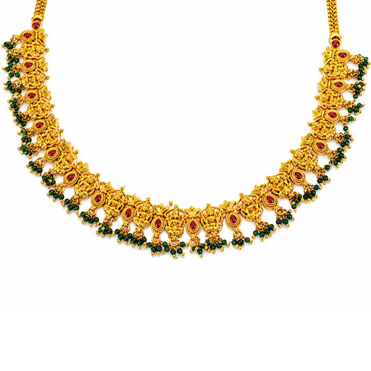 Vanamaala Haram | Gold-Plated Forest Garland Temple Necklace Set