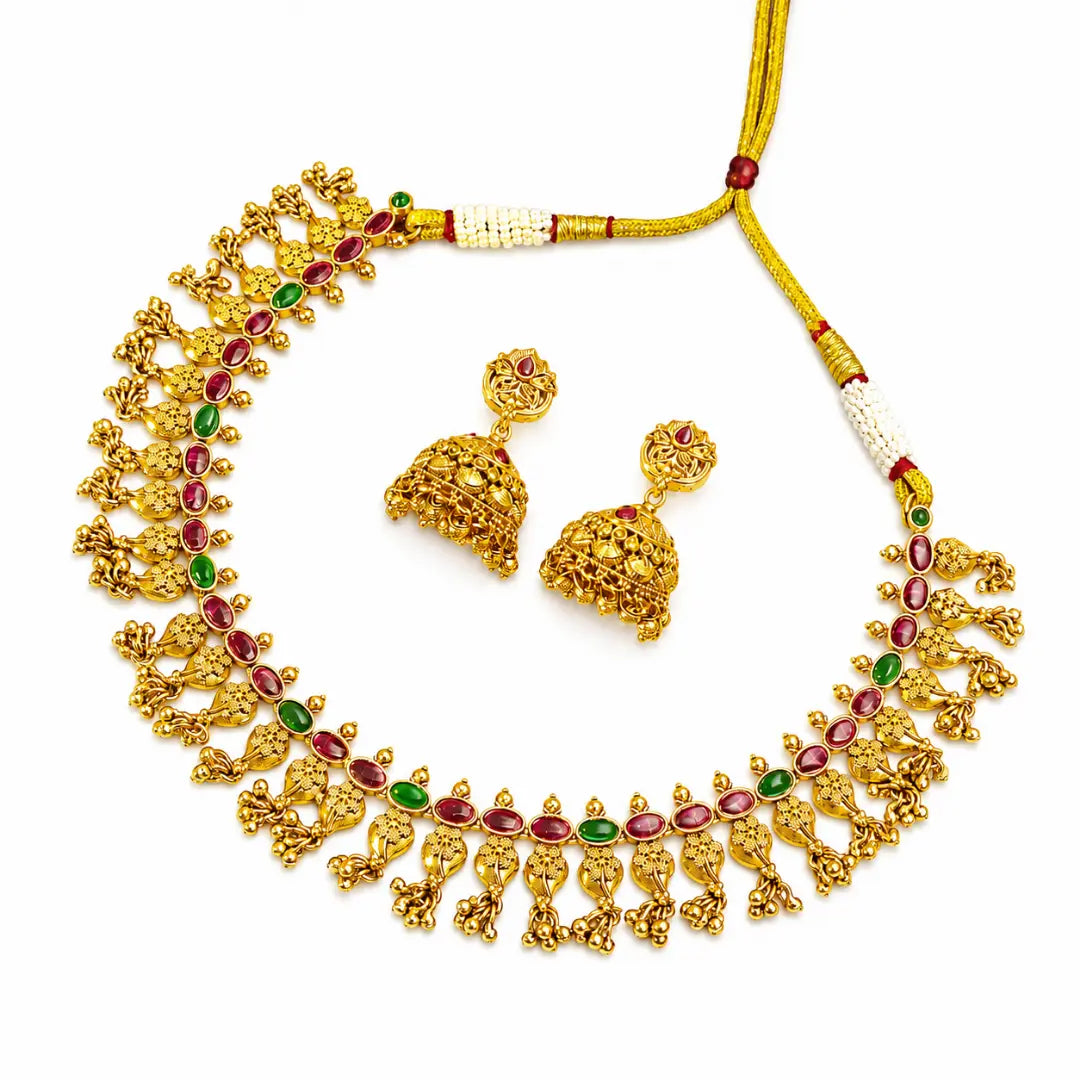 Ethnic Elegance Temple Necklace Set