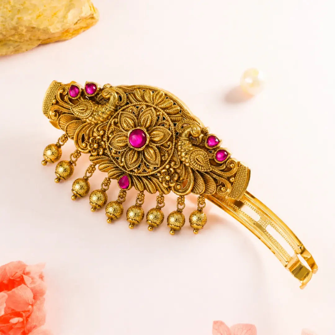 Peacock & Flower Design Hair Clip J-95