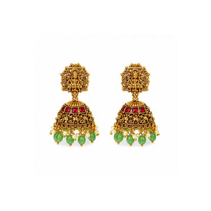 Rukmini Archana Haar Short Necklace Set | Gold-Plated Temple Jewellery J-1135