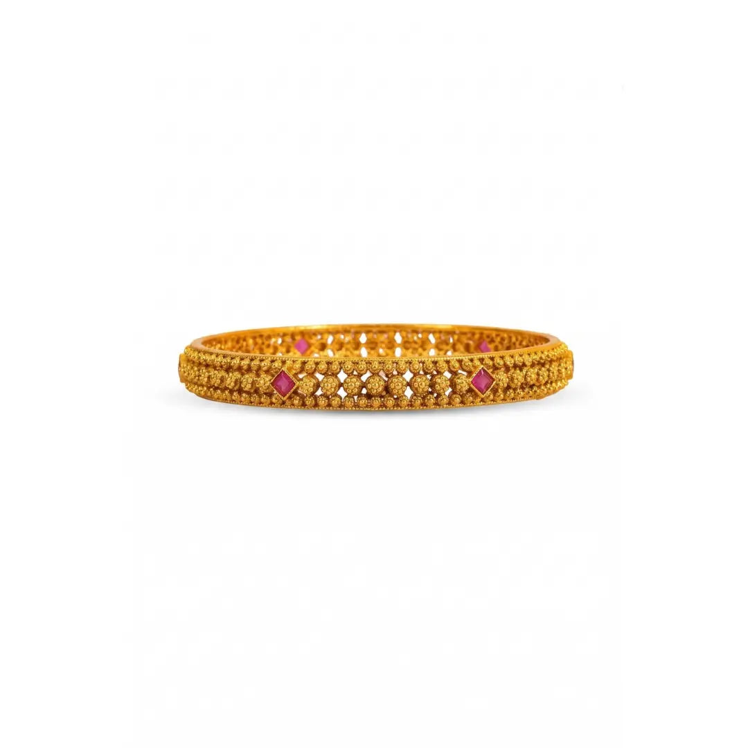 Bhuvana Rekha Kankana Paired Bangle | Gold-Plated Earth Line Temple Bangle