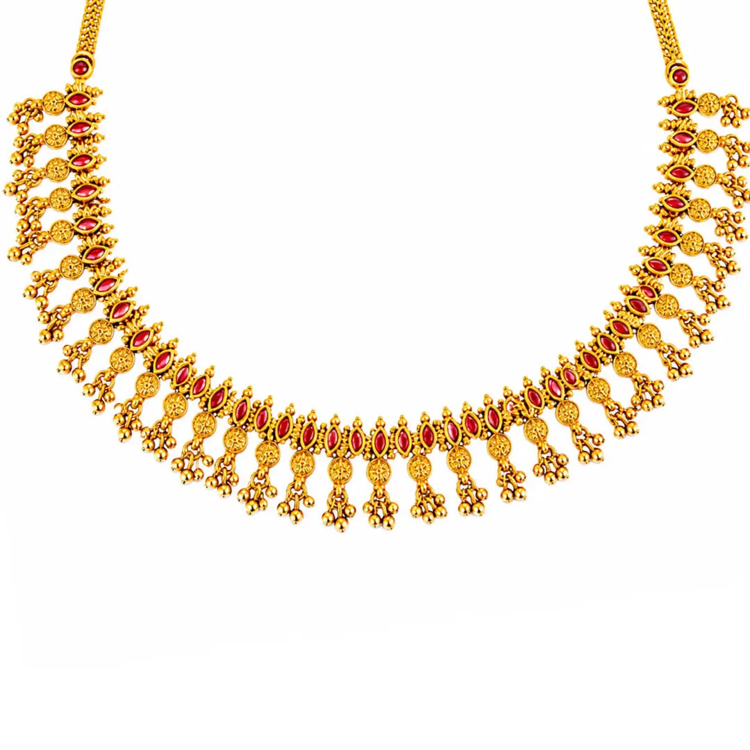 Andal Kamala Kanti Short Necklace Set | Gold-Plated Temple Jewellery k-1943