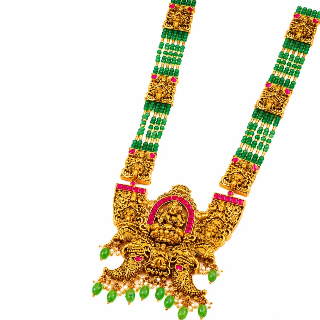 South Indian Temple Jewellery Pendant Set with Laxmi Motif J-1371