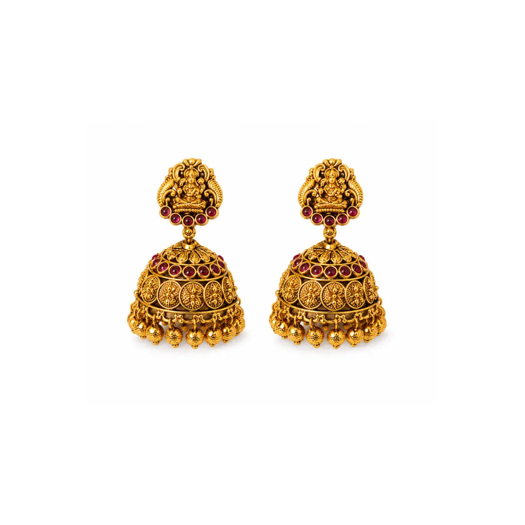 Swarna Kamalam Manga Haar Short Necklace Set | Gold-Plated Temple K-1893