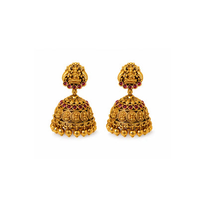 Swarna Kamalam Manga Haar Short Necklace Set | Gold-Plated Temple K-1893