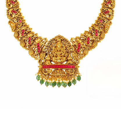 Shakti Mandala Kantha Short Necklace Set | Gold-Plated Temple Jewellery J-1051