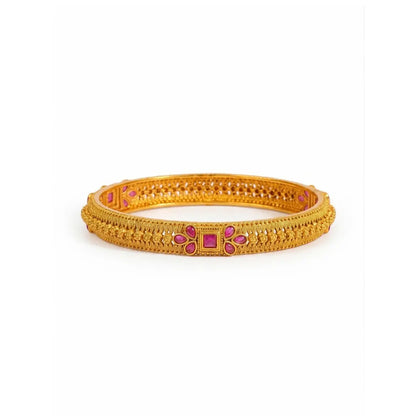 Lalita Tarangini Paired Bangle | Gold-Plated Goddess Wave Bangle Set V-2485