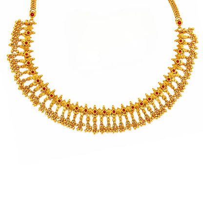 Ratna Gajra Short Necklace Set | Gold-Plated Temple Jewellery