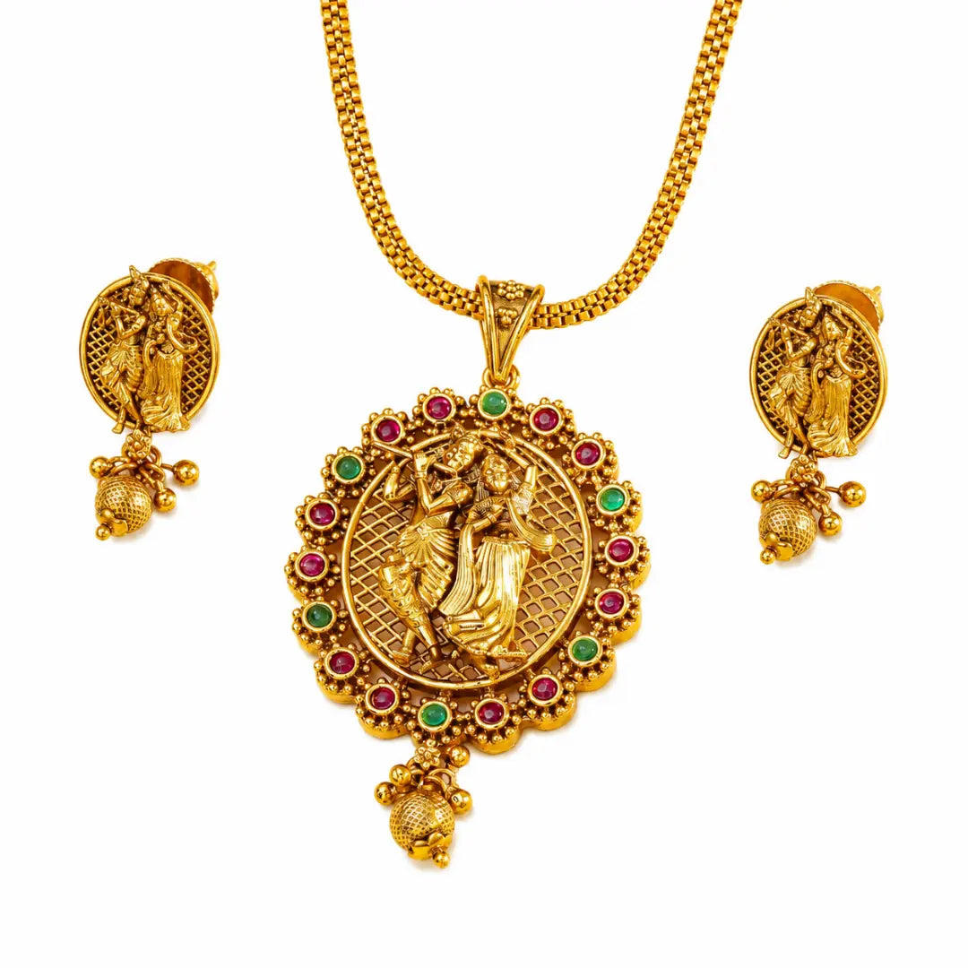 Divine Radha Krishna Pendant Set T-56