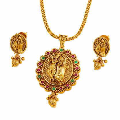 Divine Radha Krishna Pendant Set T-56