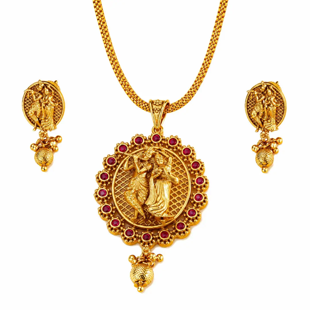 Divine Radha Krishna Pendant Set T-56