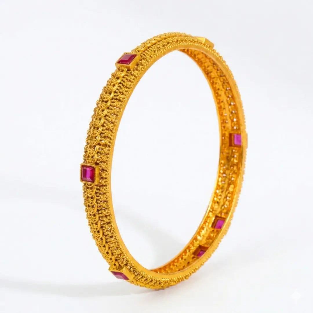 Bhavya Kankini Paired Bangle | Gold-Plated Grand Temple Bangle Set  V-2467