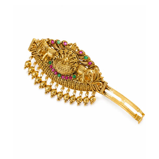 Gold-Plated Elephant & Peacock Finish Hair Clip V-131