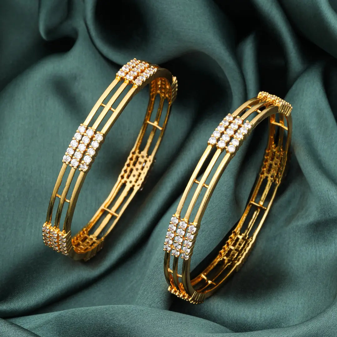 American Diamond Gold-Plated Paired Bangle