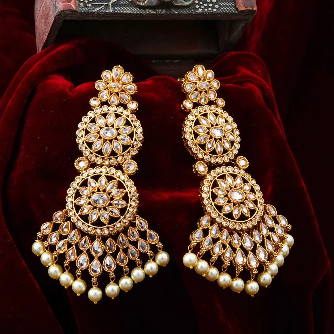 Antique Flower Long Jhumka C-488