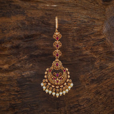 Stunning Antique Finish Gold-Plated Maang Tikka T-11