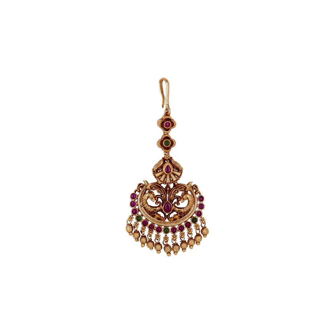 Antique Peacock Temple Maang Tikka T-2