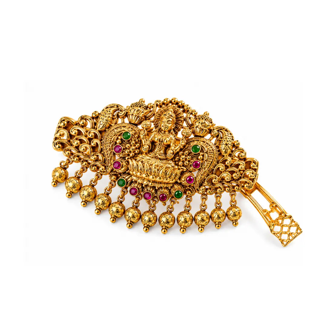 Ethnic Hair Clip with Intricate Temple Detailing V-166