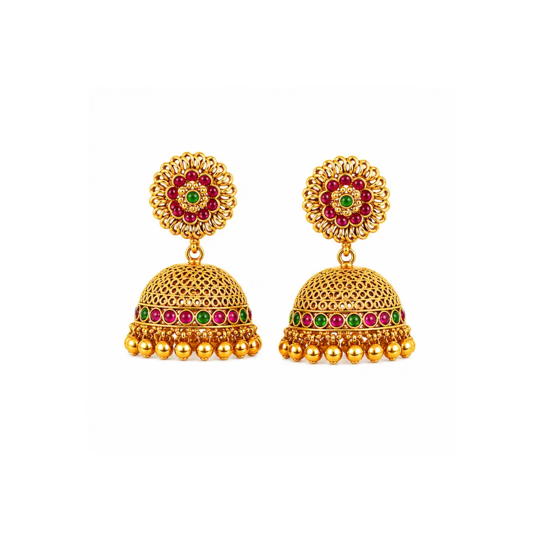 Antique Temple Pendant Set Traditional Gold-Plated V-642
