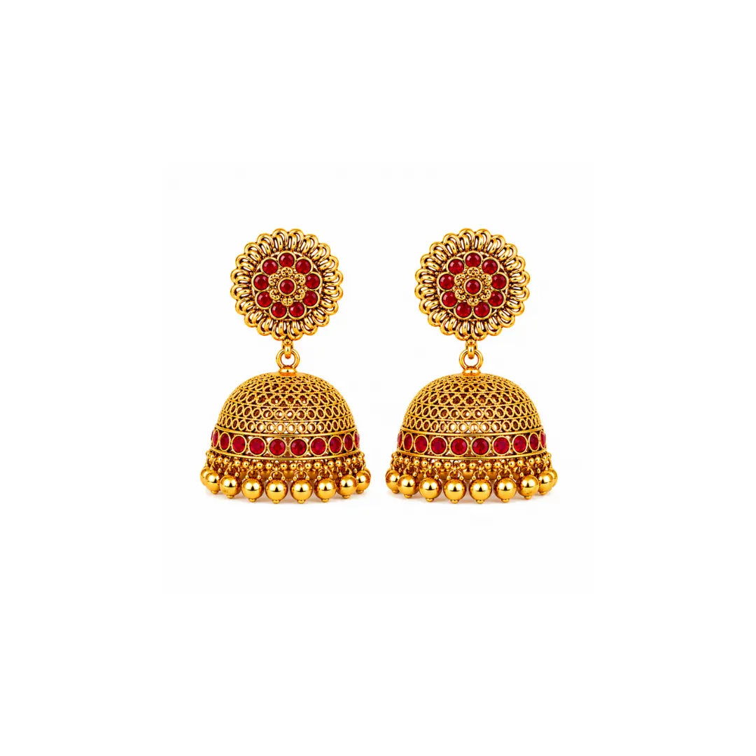 Antique Temple Pendant Set Traditional Gold-Plated V-642