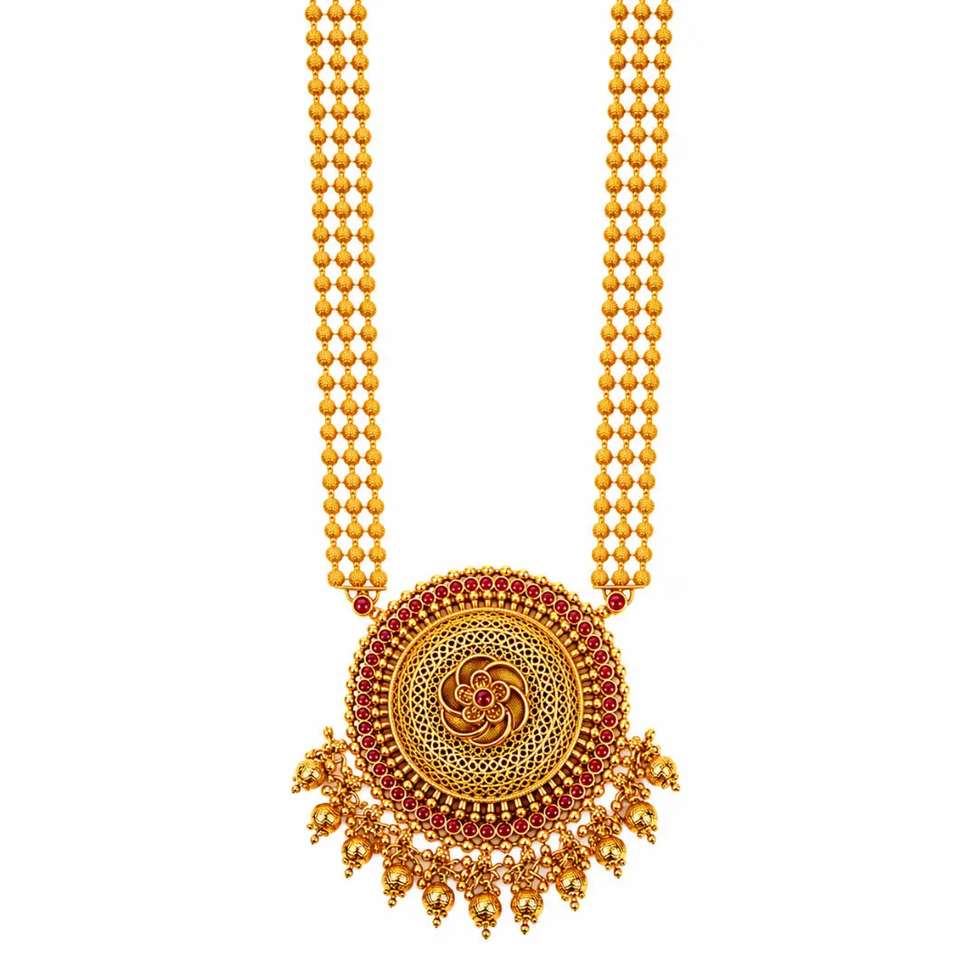 Antique Temple Pendant Set Traditional Gold-Plated V-642